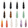 14Pcs 7 Colors Natural & Synthetic Mixed Gemstone Pointed Pendants PALLOY-AB00154-1