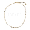 Natural Cultured Freshwater Pearl Two Sides Polished & Brass Star Beaded Necklaces for Women NJEW-JN06356-3