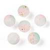 Frosted Baking Paint Crackle Glass Beads with Glitter Powder LS-DGLA-T004-01F-1