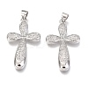 Brass Micro Pave Clear Cubic Zirconia Pendants ZIRC-O038-09P-1