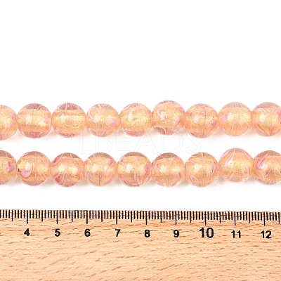 Gold Sand Lampwork Beads Strands LAMP-P071-12mm-01-1
