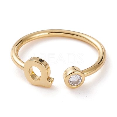 Brass Micro Pave Clear Cubic Zirconia Cuff Rings RJEW-J074-01G-Q-1