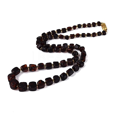 Natural Bloody Amber Nuggets Graduated Beaded Necklaces with Brass Clasps & Seed Beads NJEW-N064-06-1