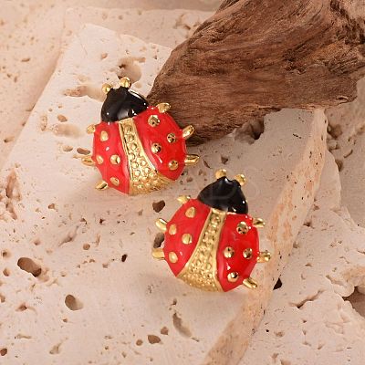 304 Stainless Steel Enamel Stud Earrings WGC4DAF-01-1