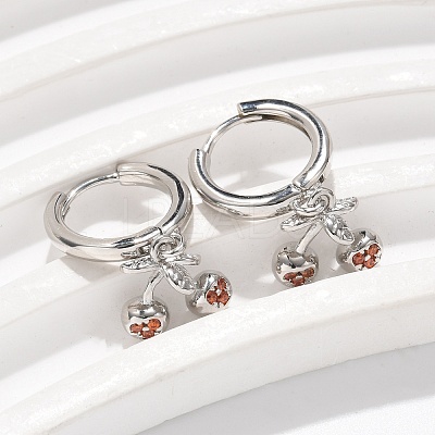Brass Cubic Zirconia Hoop Earrings EJEW-Q015-01P-B-1