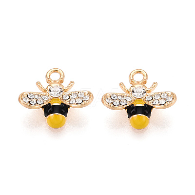Alloy Rhinestone and Enamel Pendants PALLOY-T092-41G-04-1