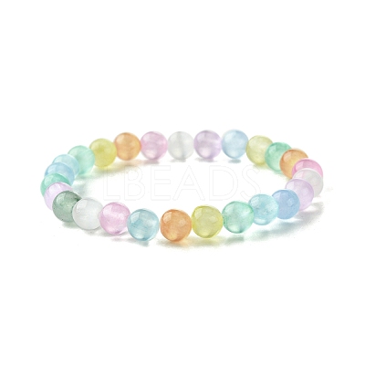 6mm Dyed Natural Selenite Round Beaded Stretch Bracelets for Women BJEW-JB10815-1