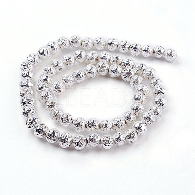 Electroplated Natural Lava Rock Beads Strands G-K259-57-4mm-S-1