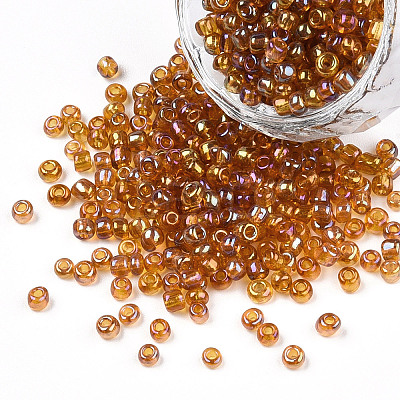 Transparent Colours Rainbow Round Glass Seed Beads X-SEED-A007-3mm-162C-1