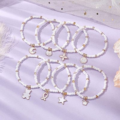 10Pcs 10 Styles Glass Seed Beads Stretch Bracelet Sets BJEW-MZ00095-1