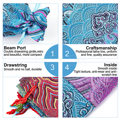 20Pcs 5 Colors Silk Pouches ABAG-PH0001-13-1