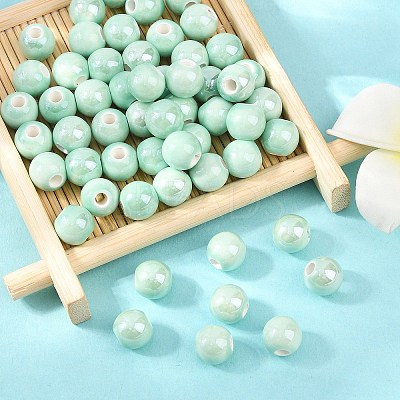Glazed Porcelain Round Beads PORC-S489-8mm-02-1
