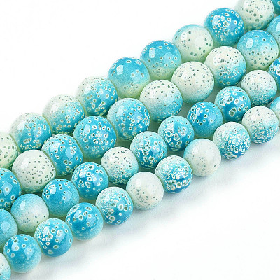 Transparent Baking Paint Glass Beads Strands DGLA-N009-8mm-05-1