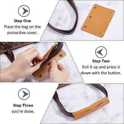 4Pcs Detachable PU Imitation Leather Bag Handle Wrap PURS-BBC0001-08B-1