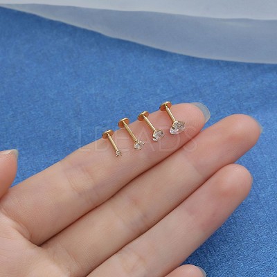 316 Surgical Stainless Steel Clear Cubic Zirconia Threadless Labret Stud WG700A9-23-1