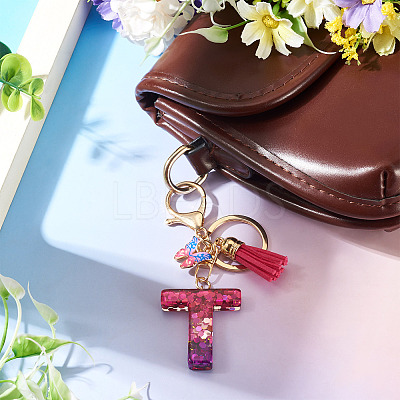 Alloy Resin Butterfly Keychains KEYC-TADJ0002-02G-T-1