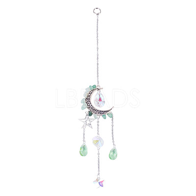 Moon & Star Alloy Hanging Ornaments HJEW-TADJ0023-1