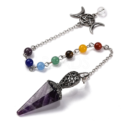 Natural Amethyst Pointed Hexagonal Cone Dowsing Pendulums G-Q184-03E-AS-1