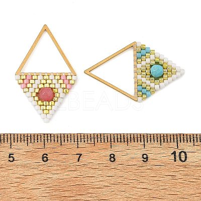 Natural Mixed Stone Faceted Round & Glass Seed Beaded Pendants PALLOY-MZ01405-1