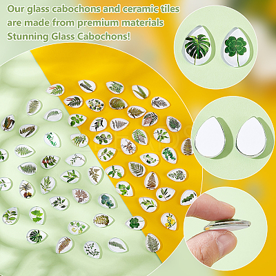 1Set Glass Cabochons GGLA-PH0001-65D-1