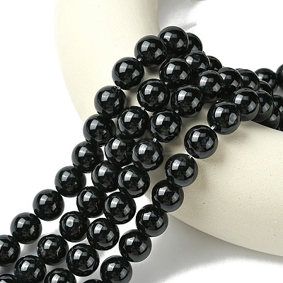 Natural Dyed & Heated Black Onyx Round Beads Strand X-G-L087-12mm-01-1
