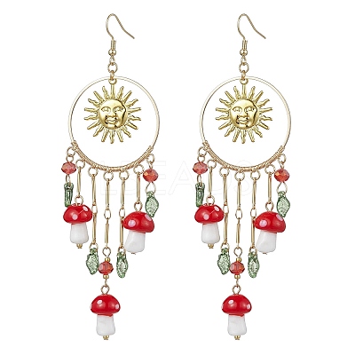 Golden 304 Stainless Steel Sun Chandelier Earrings EJEW-JE05674-02-1