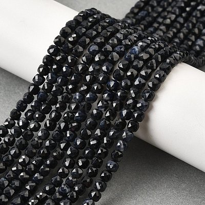 Natural Black Sapphire Beads Strands G-G259-C02-4x4mm-1