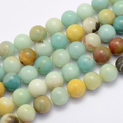 Natural Flower Amazonite Beads Strands X-G-G697-F06-8mm-1