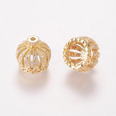 Brass Cubic Zirconia Beads ZIRC-F001-183B-G-1