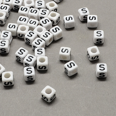Large Hole Acrylic Letter European Beads LS-X-SACR-Q103-6mm-01S-1