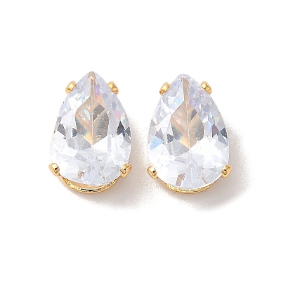 Brass Clear Cubic Zirconia Cabochons LS-STAS-M294-30D-1