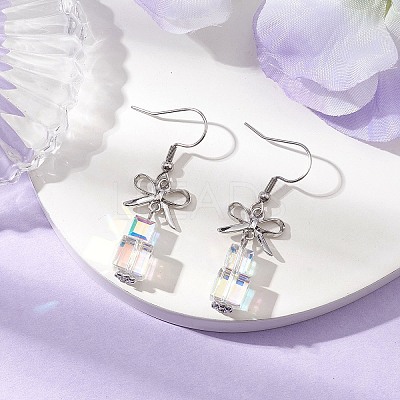 Brass with Glass Dangle Earrings for Women EJEW-TA00550-1