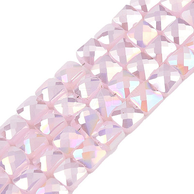 Electroplate Opaque Solid Color Glass Beads Strands X-EGLA-N002-42-01-1
