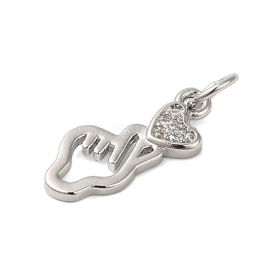 Rack Plating Brass & Clear Cubic Zirconia Pendants KK-S372-11P-1