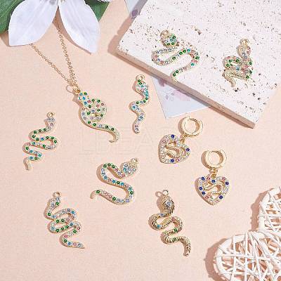 16 Pieces Alloy Snake Charms Pendant Cubic Zirconia Snake Charm Animal Pendant Mixed Color for Jewelry Necklace Earring Making Crafts JX732A-1