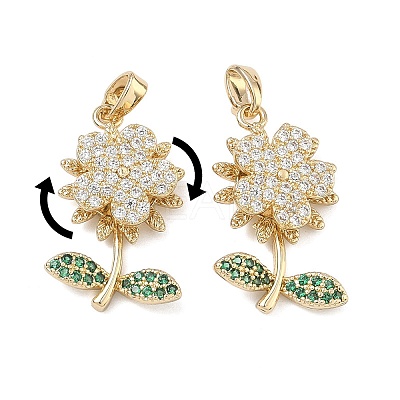 Brass Micro Pave Cubic Zirconia Rotatable Pendants KK-A287-11F-G-1