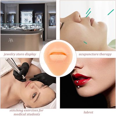 Soft Silicone Mouth Flexible Model Body Part Displays with Acrylic Stands ODIS-WH0002-22-1