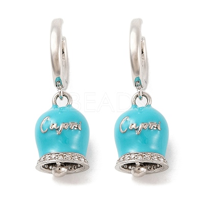 Bell Brass & Enamel Hoop Earrings for Women EJEW-U015-25P-J-1