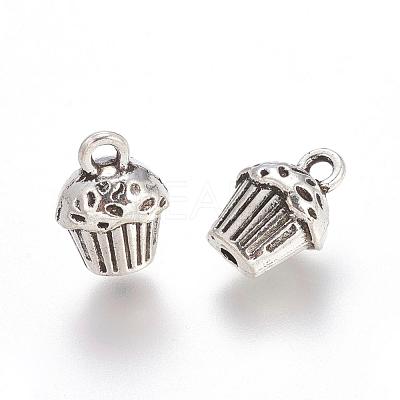 Antique Silver Alloy Cake Pendants X-TIBEP-A113361-AS-LF-1