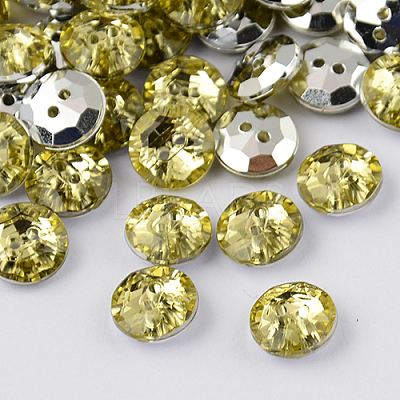 2-Hole Taiwan Acrylic Rhinestone Flat Round Buttons BUTT-F015-10mm-33-1