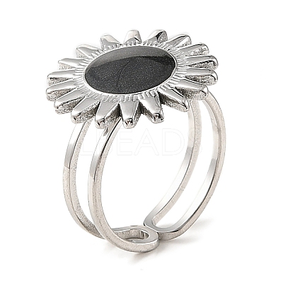 304 Stainless Steel Enamel Open Cuff Rings for Women RJEW-F166-42P-01-1
