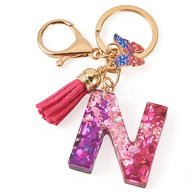 Alloy Resin Butterfly Keychains KEYC-TADJ0002-02G-N-1
