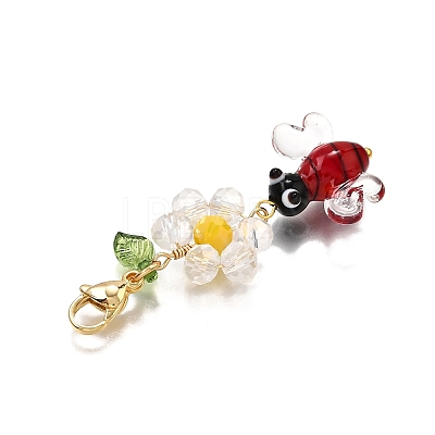 Handmade Lampwork Bees Pendant Decorations HJEW-TA00348-1