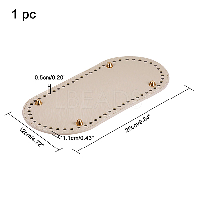 PU Leather Oval Long Bottom for Knitting Bag FIND-WH0032-01C-1