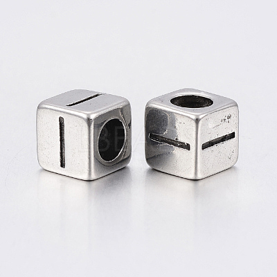 304 Stainless Steel Large Hole Letter European Beads STAS-H428-01AS-I-1