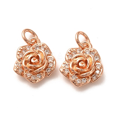 Brass Micro Pave Clear Cubic Zirconia Pendants ZIRC-P086-22RG-1