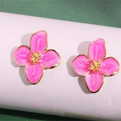 Alloy Enamel Stud Earrings with Brass Earring Pins FS-WGE19F2-05-1