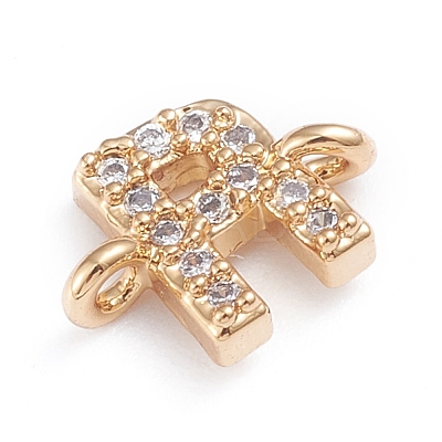 Brass Micro Pave Cubic Zirconia Letter Links X-ZIRC-I042-16G-R-1