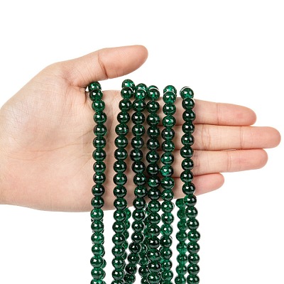 Spray Painted Crackle Glass Beads Strands CCG-Q001-8mm-17-1