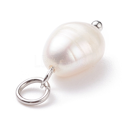 Grade B Natural Cultured Freshwater Pearl Charms PALLOY-JF01497-02-1